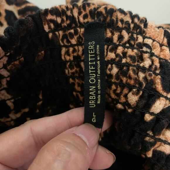 URBAN OUTFITTERS Dress Mini Mixed Animal Smocked Back Spaghetti Strap‎ Bodycon - Picture 11 of 13